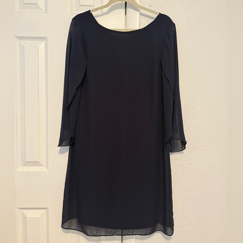 Dress Barn Navy Sheath Dress with Bateau Neckline